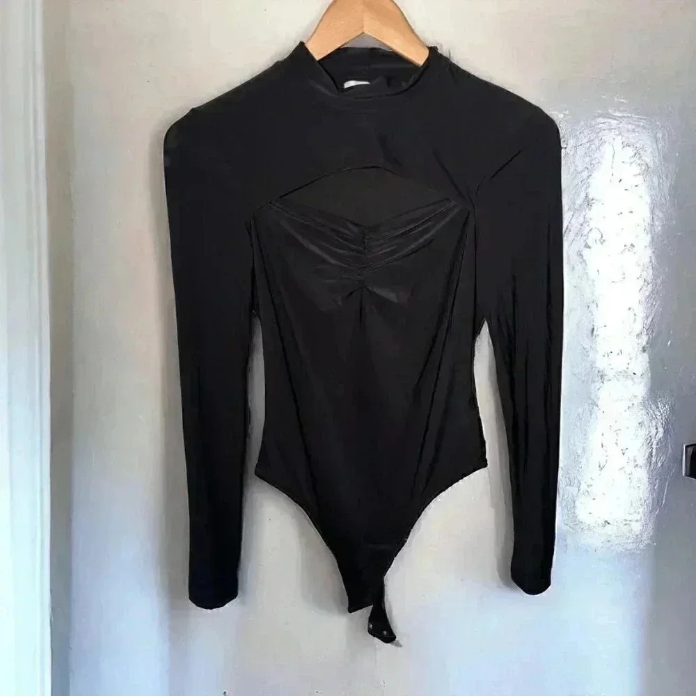 Wayf Long Sleeve Turtleneck Small Bodysuit Cut Out - Picture 2 of 7